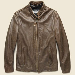 COWHIDE LEATHER CAFÉ RACER JACKET, XL